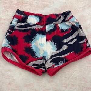 Kenzo Red and Blue Athletic Shorts with Bold Design